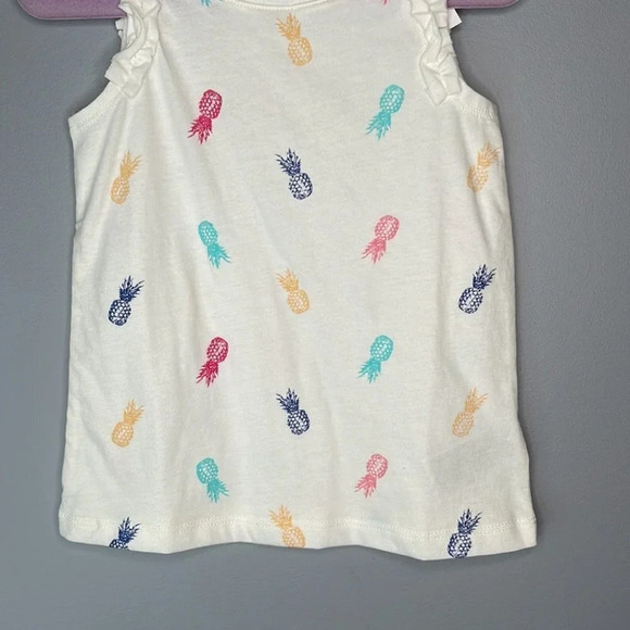 GAP NWT Girls Pineapple Print Ruffled Strap Crewneck Tank White 3 - Picture 3 of 6